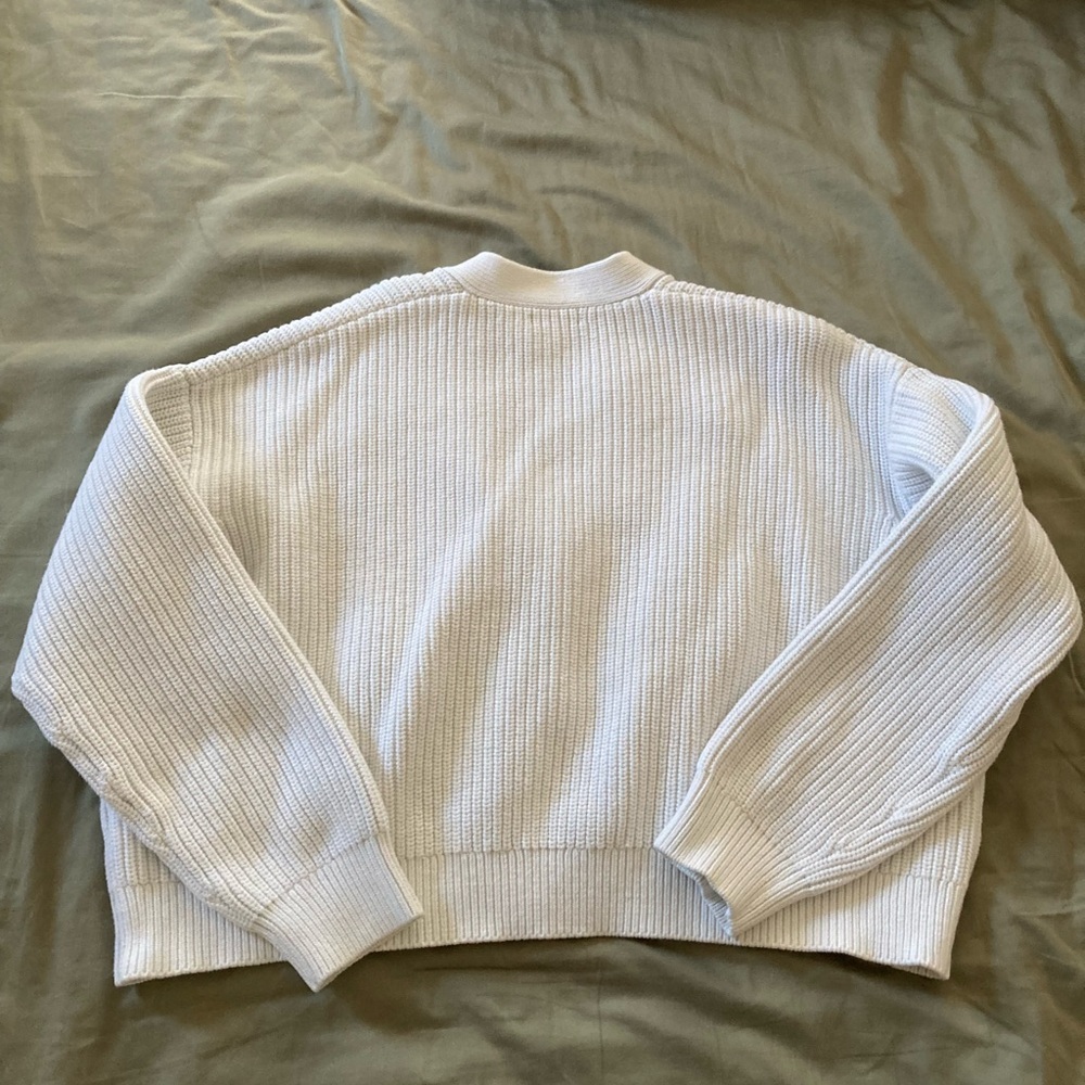 Quince 100% Organic Cotton Fisherman Boxy Cardigan in Ivory - Picture 4 of 4